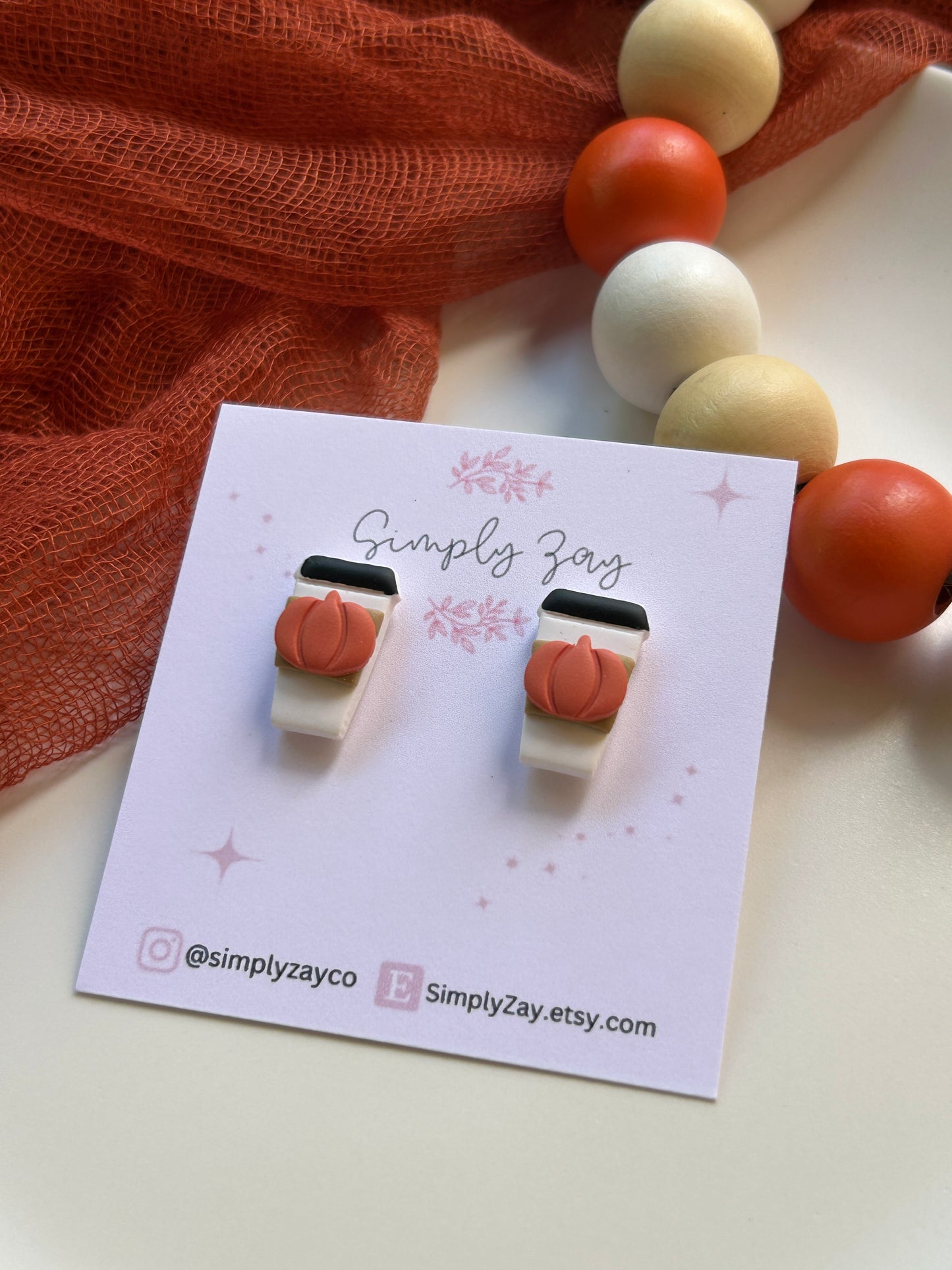 Fall Pumpkin Spice Latte Studs