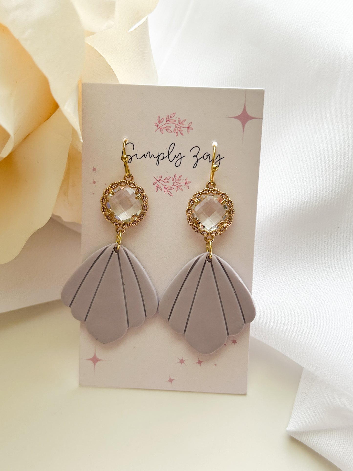 Vintage Lilac Fan Earrings