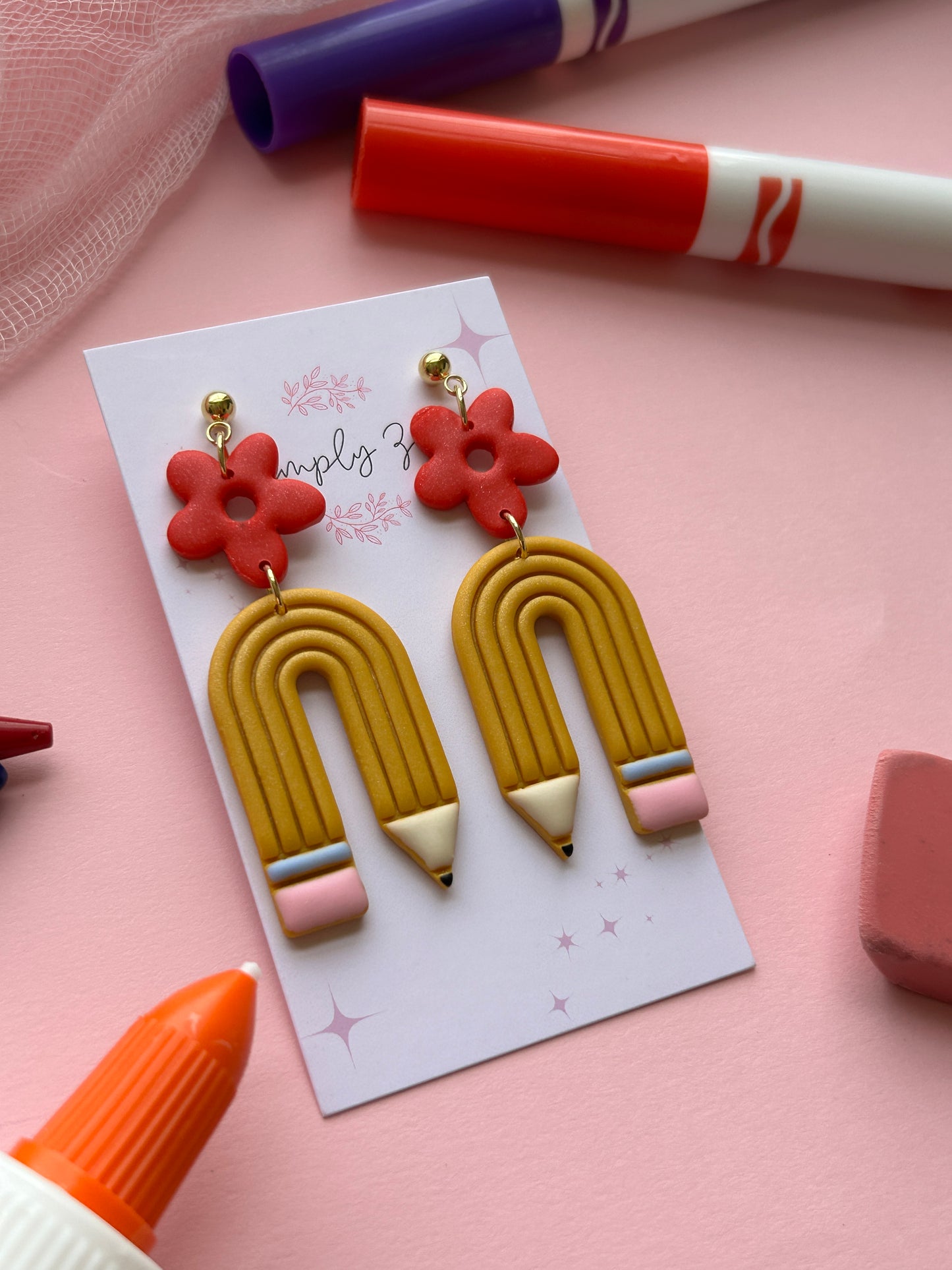 Rainbow Pencil Earrings