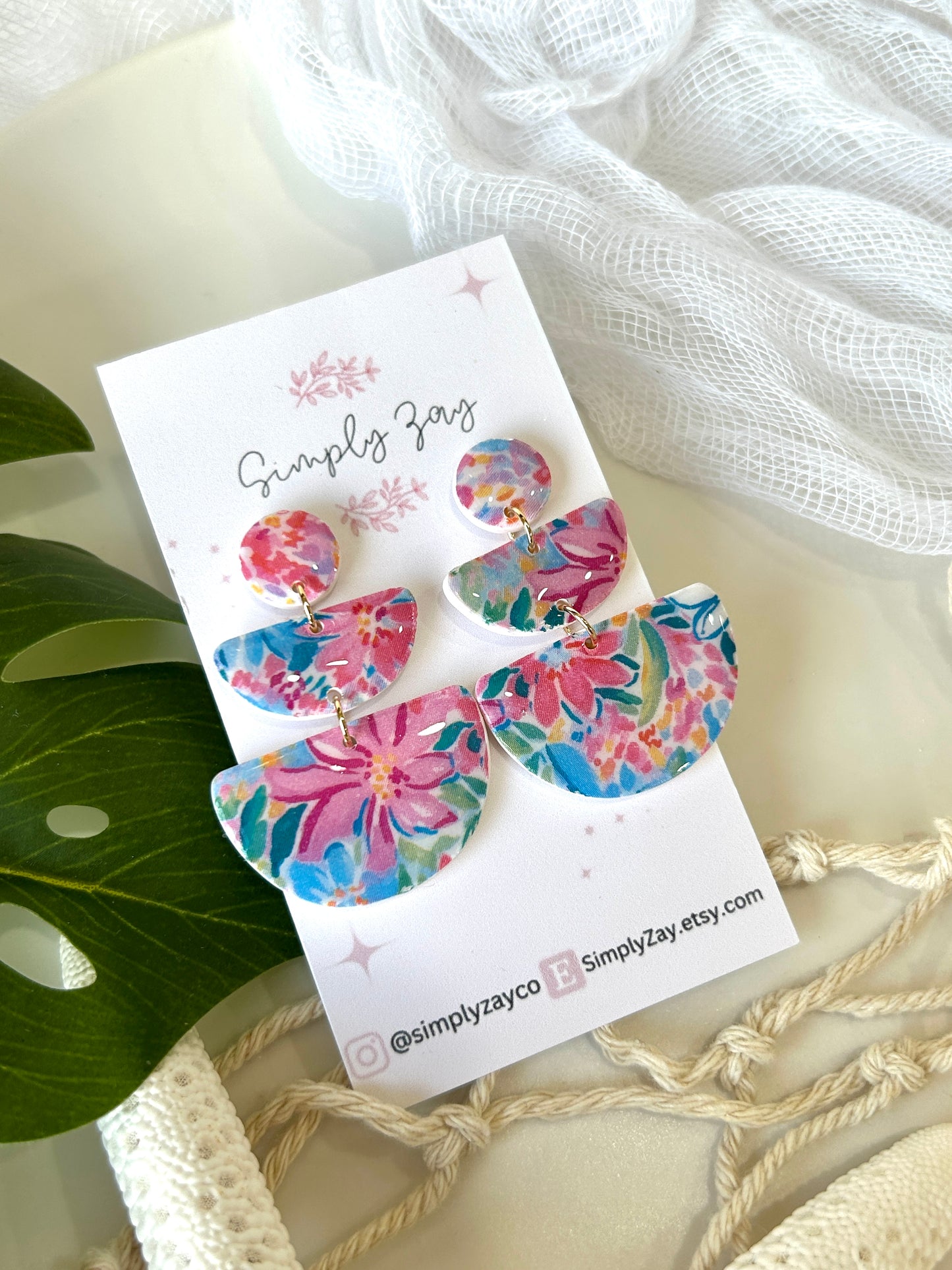 Floral Tropical Statement Dangles