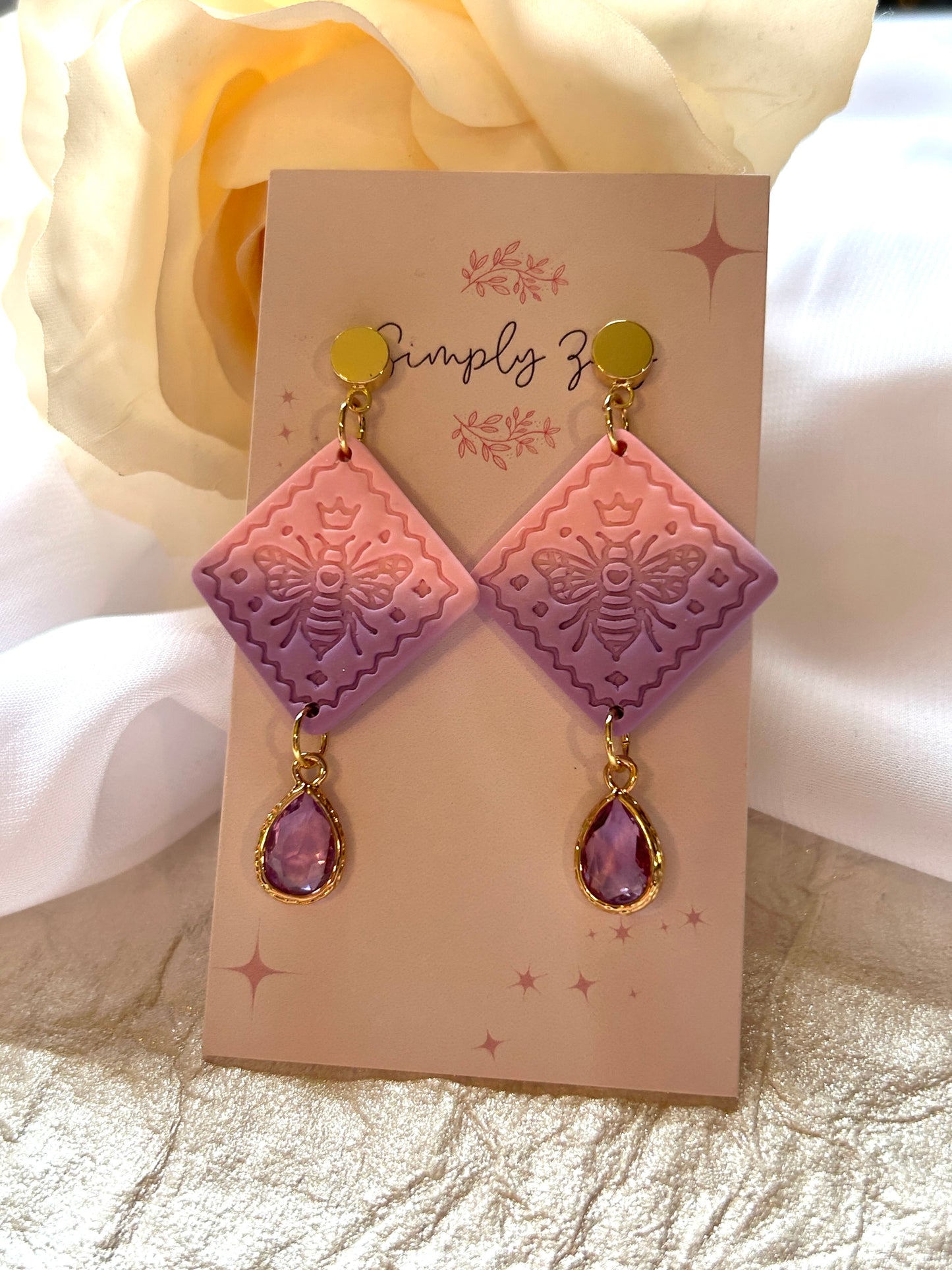Blush Ombre Bee Gem Dangles