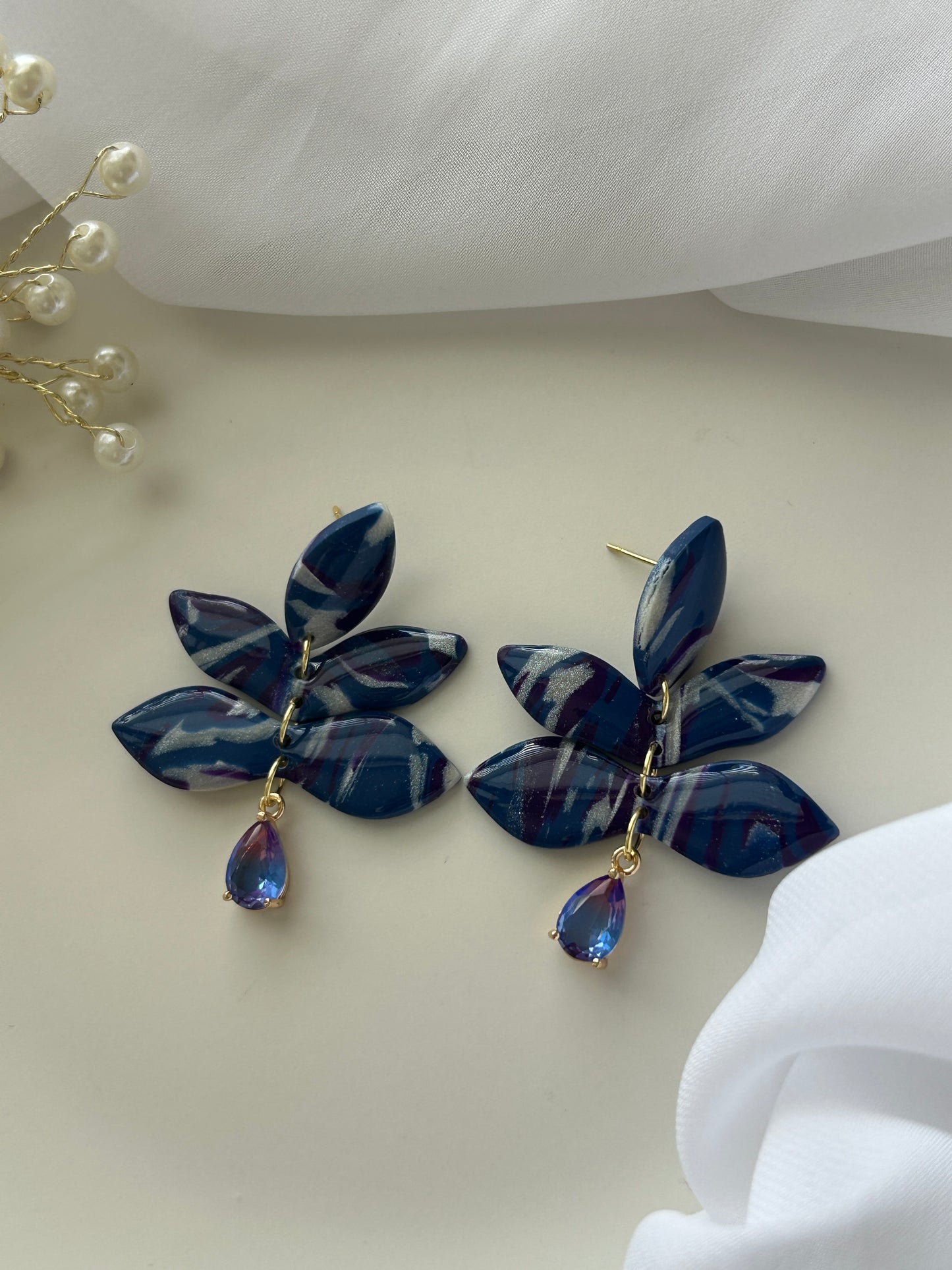 Midnight Skies Marbled Earrings