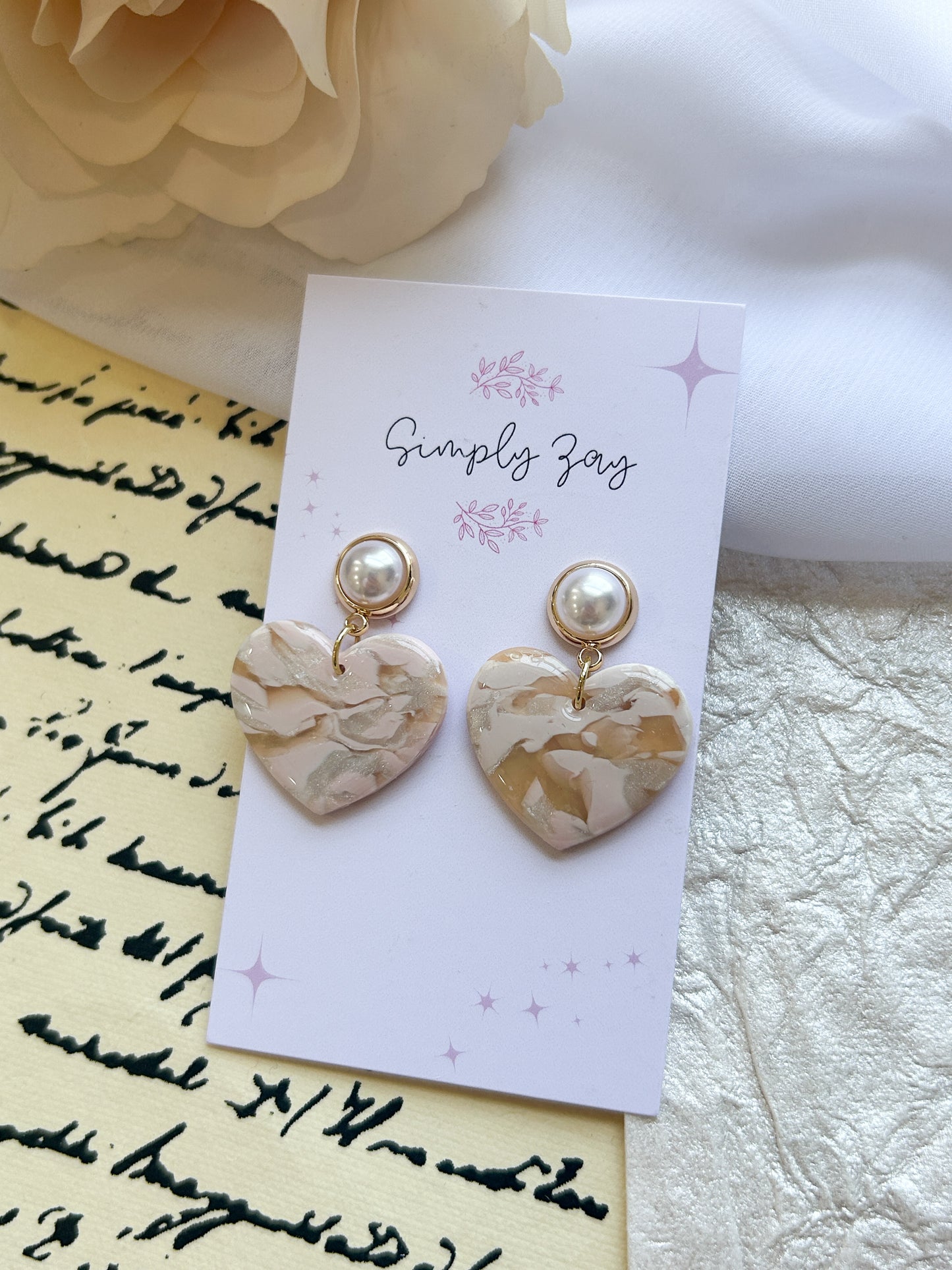 Marble Heart Pearl Drops