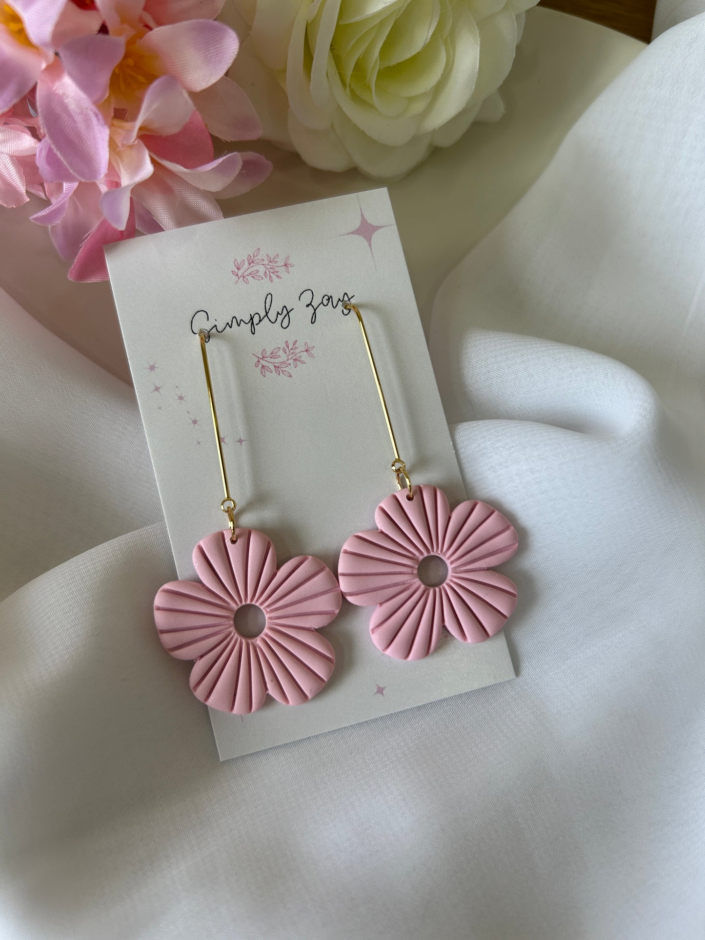 Pink Flower Dangles