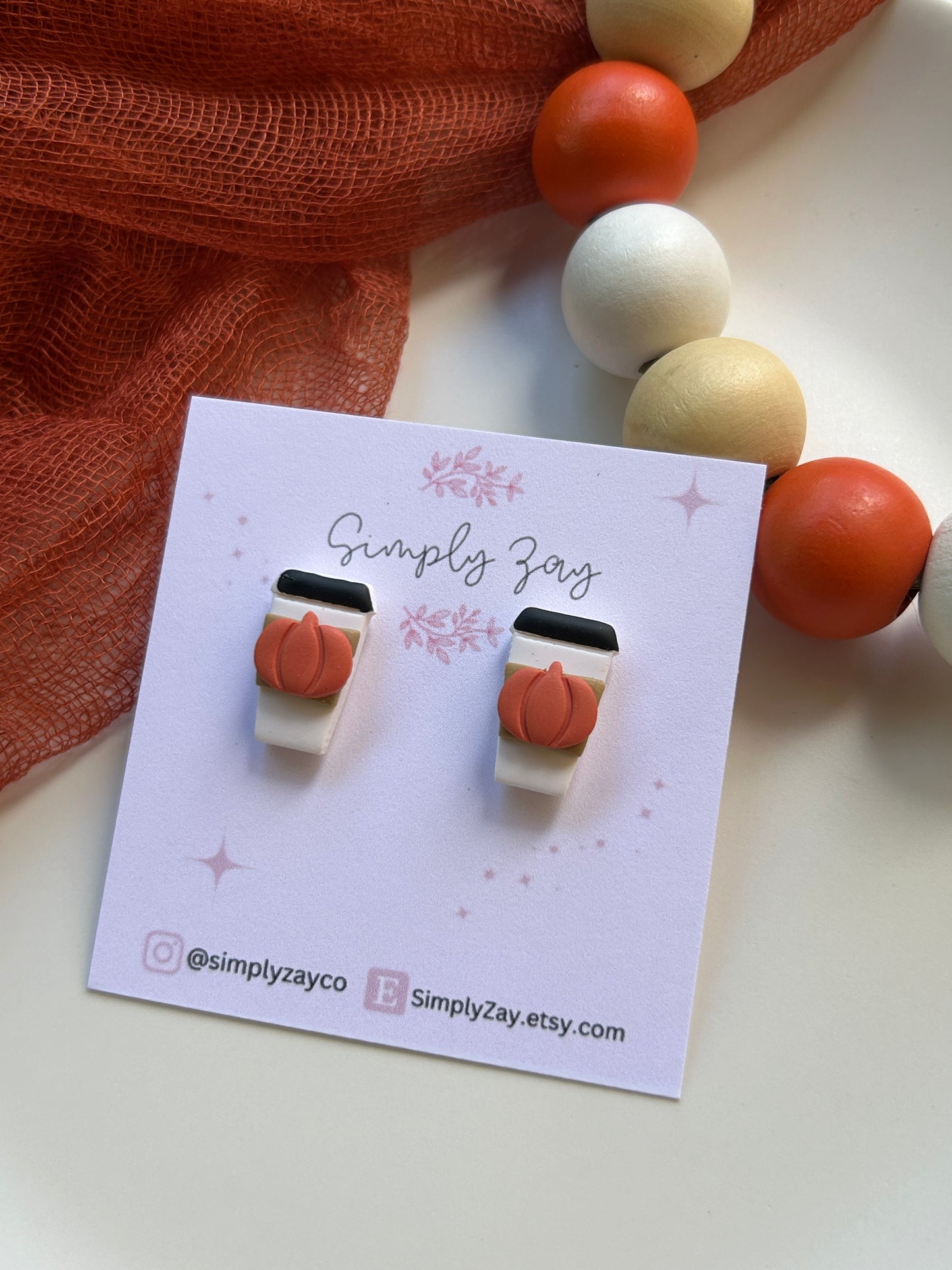 Fall Pumpkin Spice Latte Studs