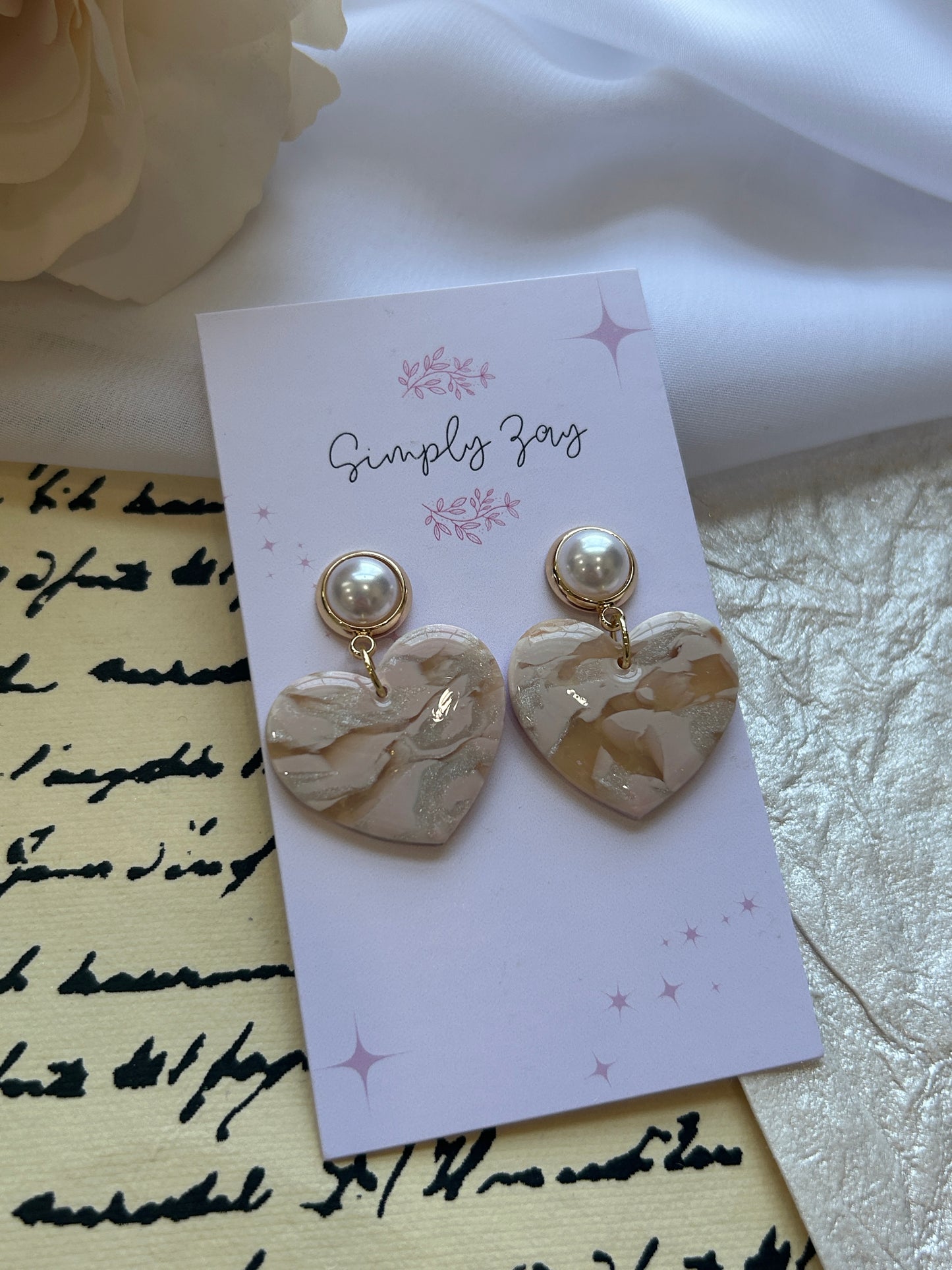 Marble Heart Pearl Drops