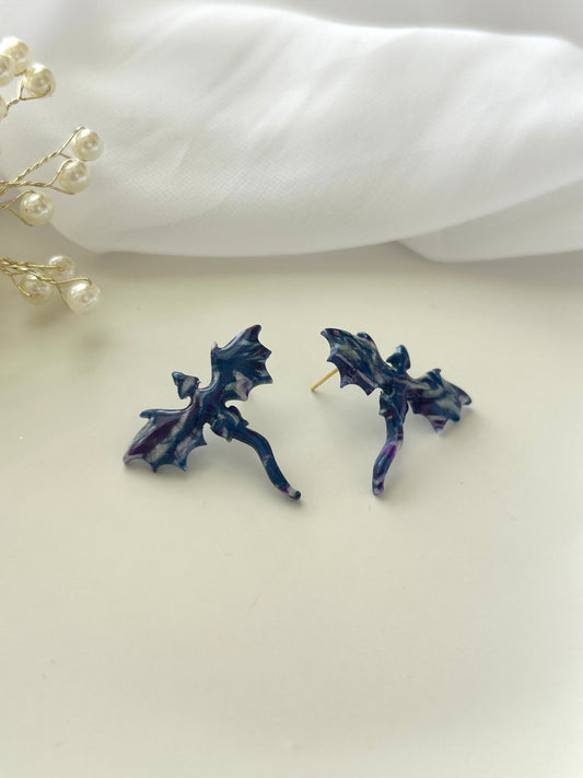 Midnight Skies Dragon Earrings