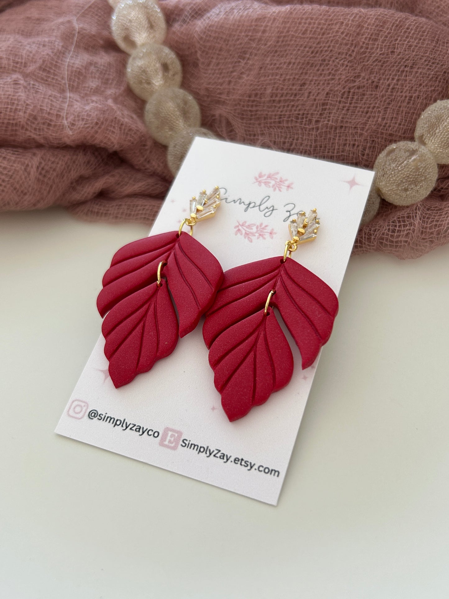 Red Leaf Elegant Earrings