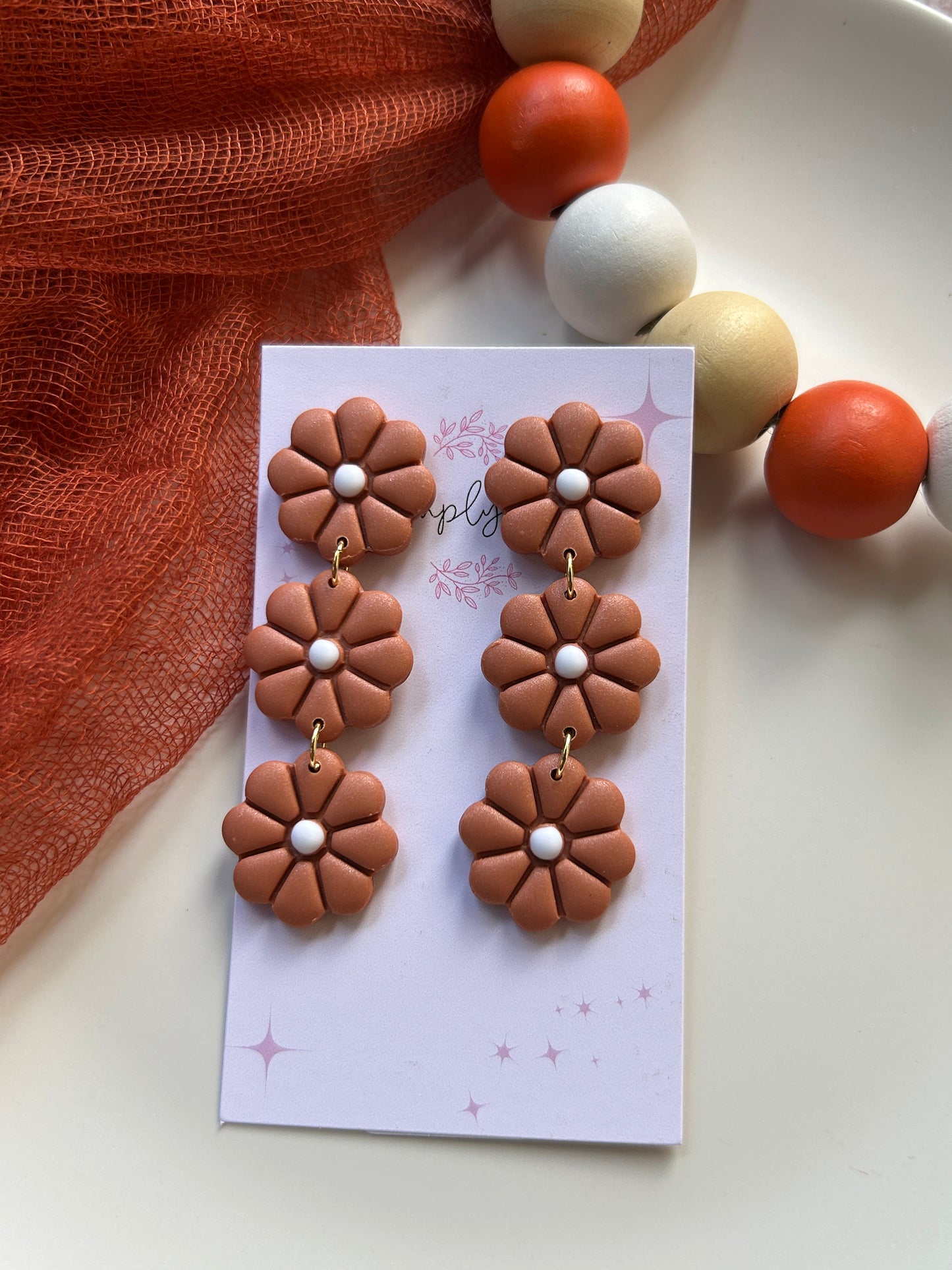 Terracotta Trio Flower Dangles
