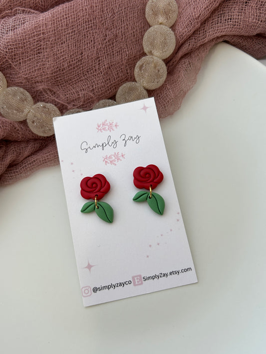 Red Rose Earrings