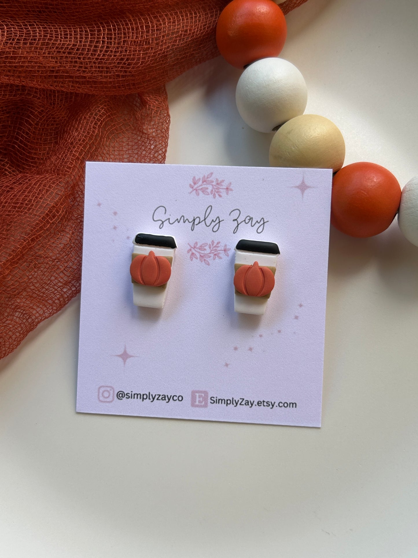 Fall Pumpkin Spice Latte Studs