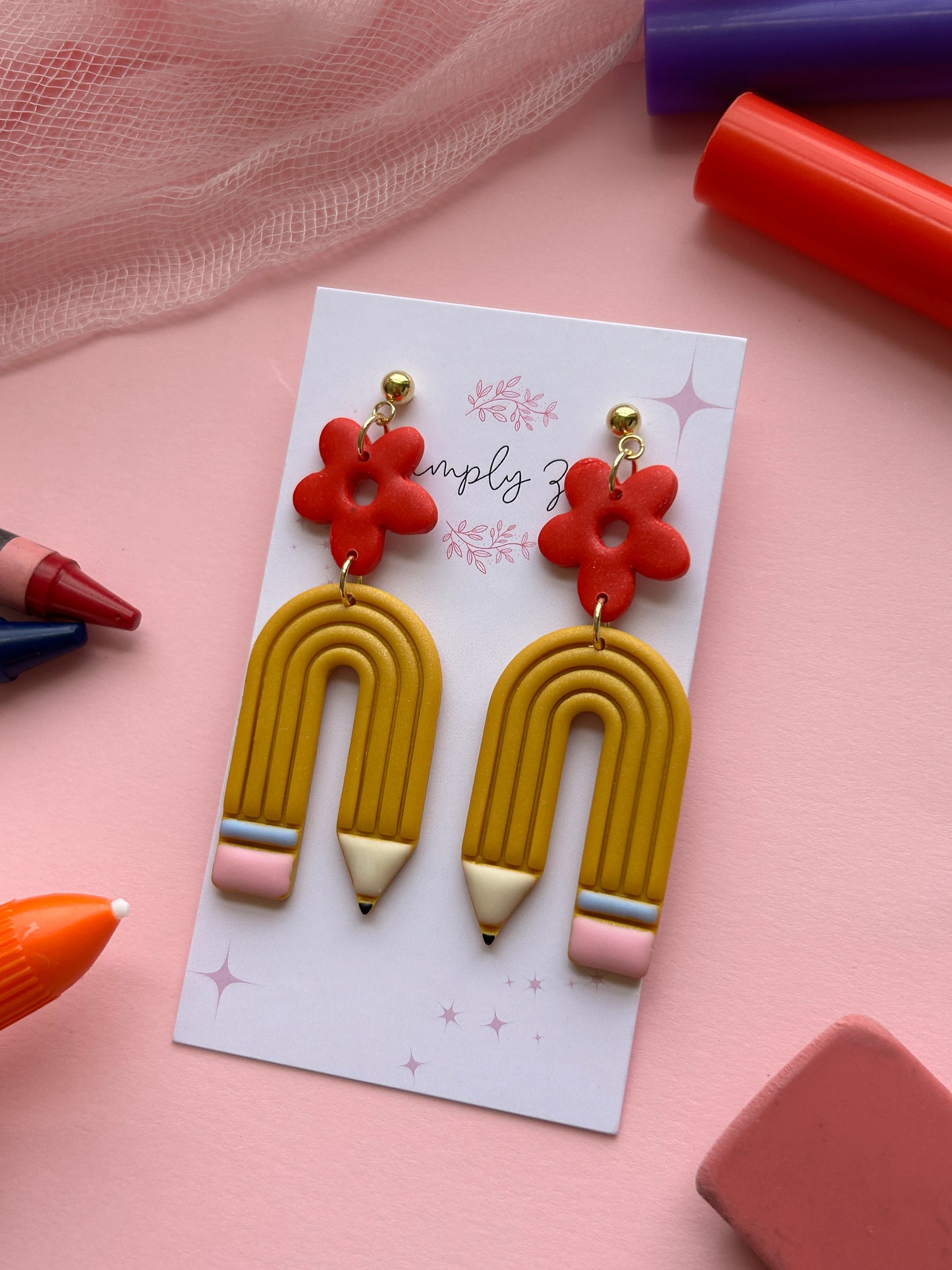 Rainbow Pencil Earrings