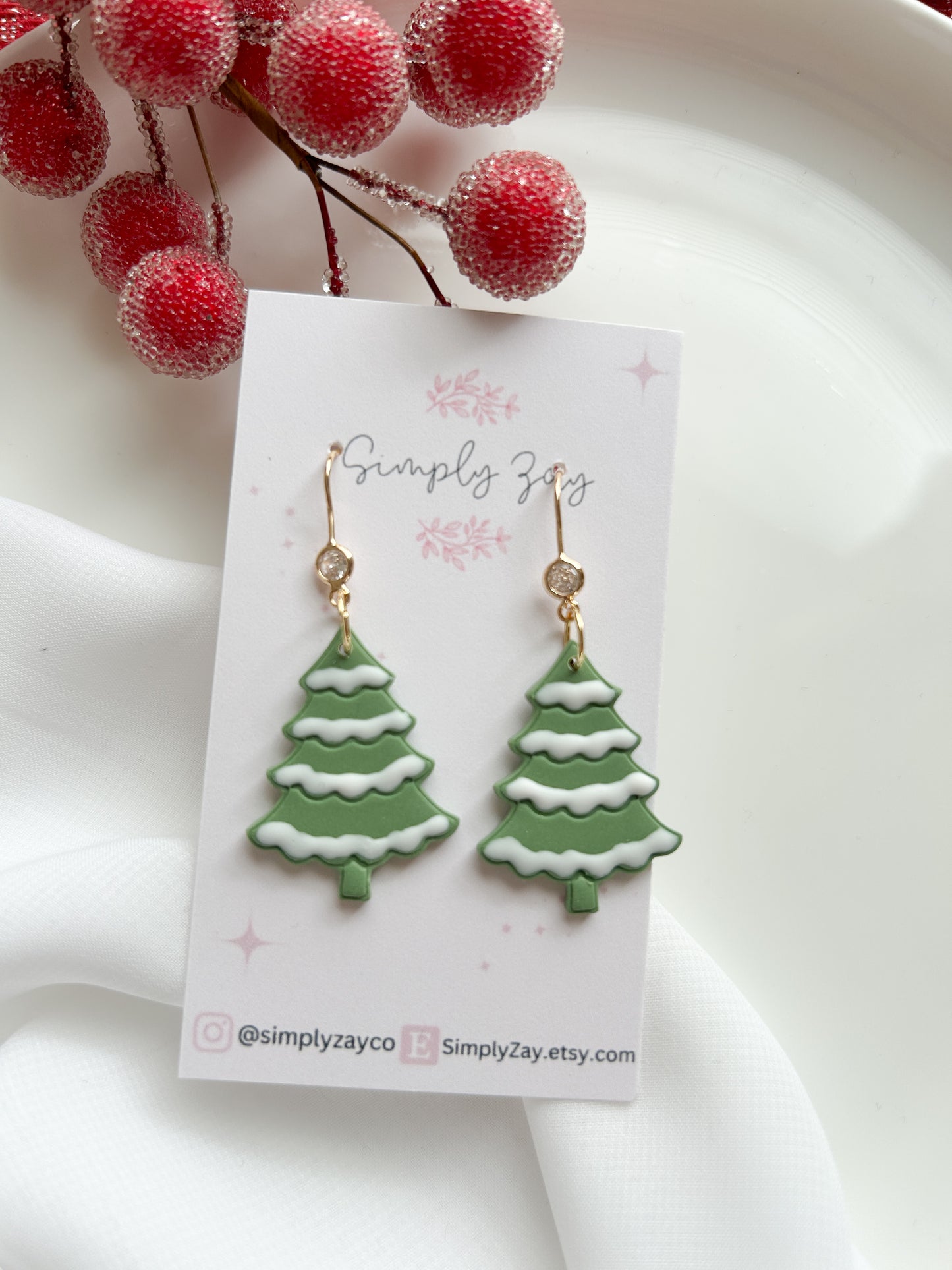 Snowy Christmas Tree Earrings