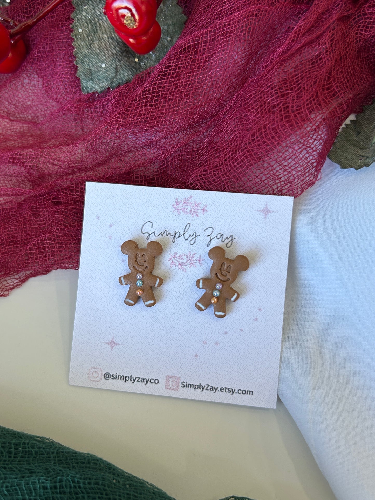 Gingerbread Mouse Studs