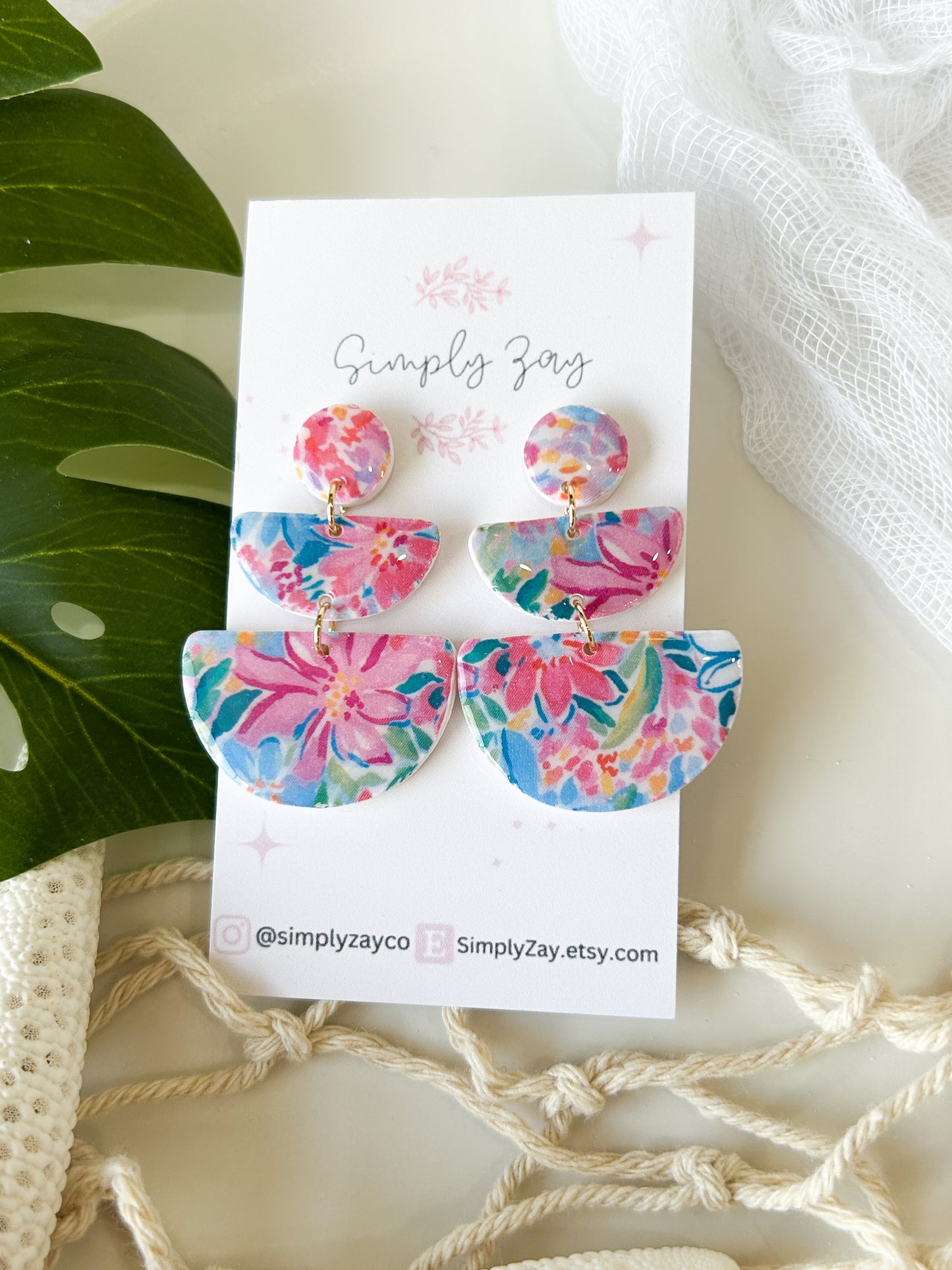 Floral Tropical Statement Dangles
