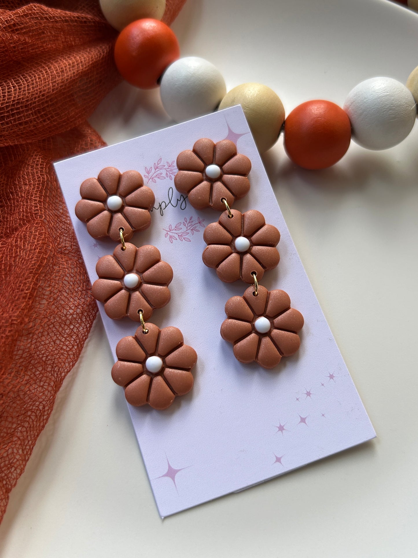 Terracotta Trio Flower Dangles