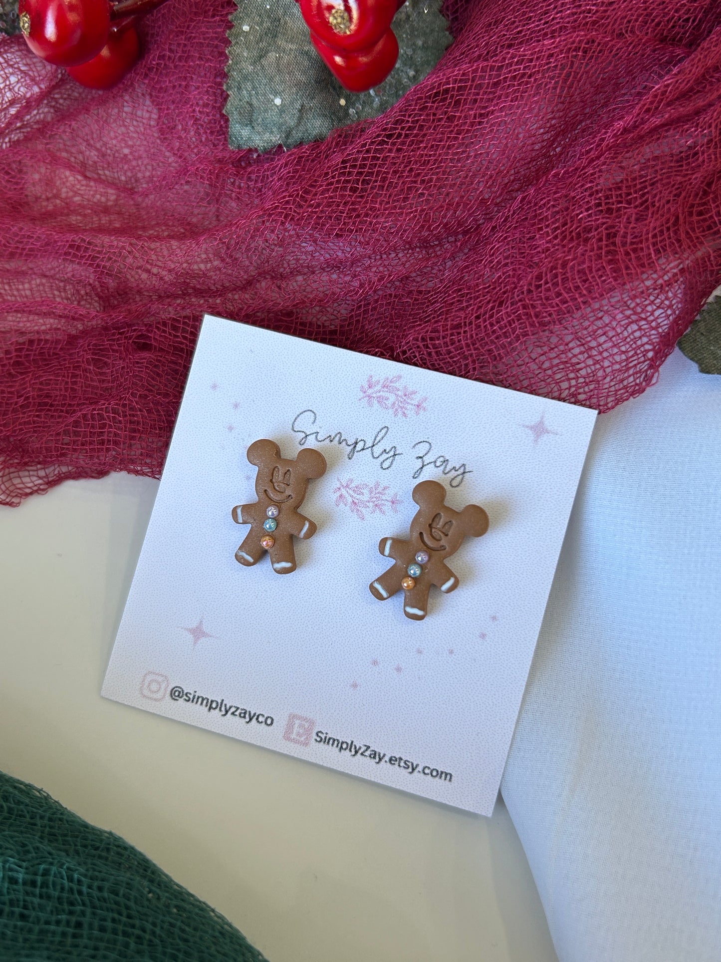 Gingerbread Mouse Studs