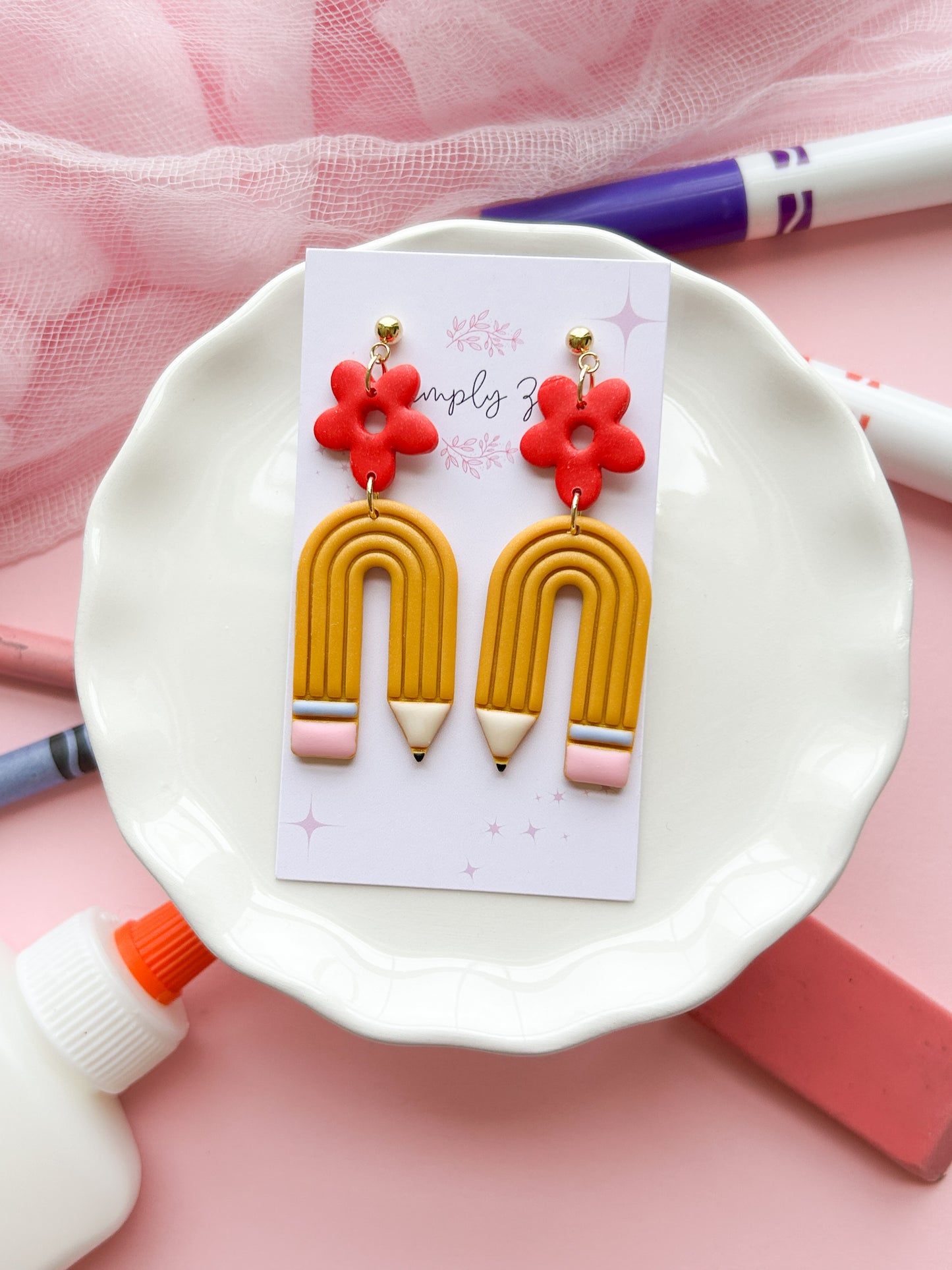 Rainbow Pencil Earrings