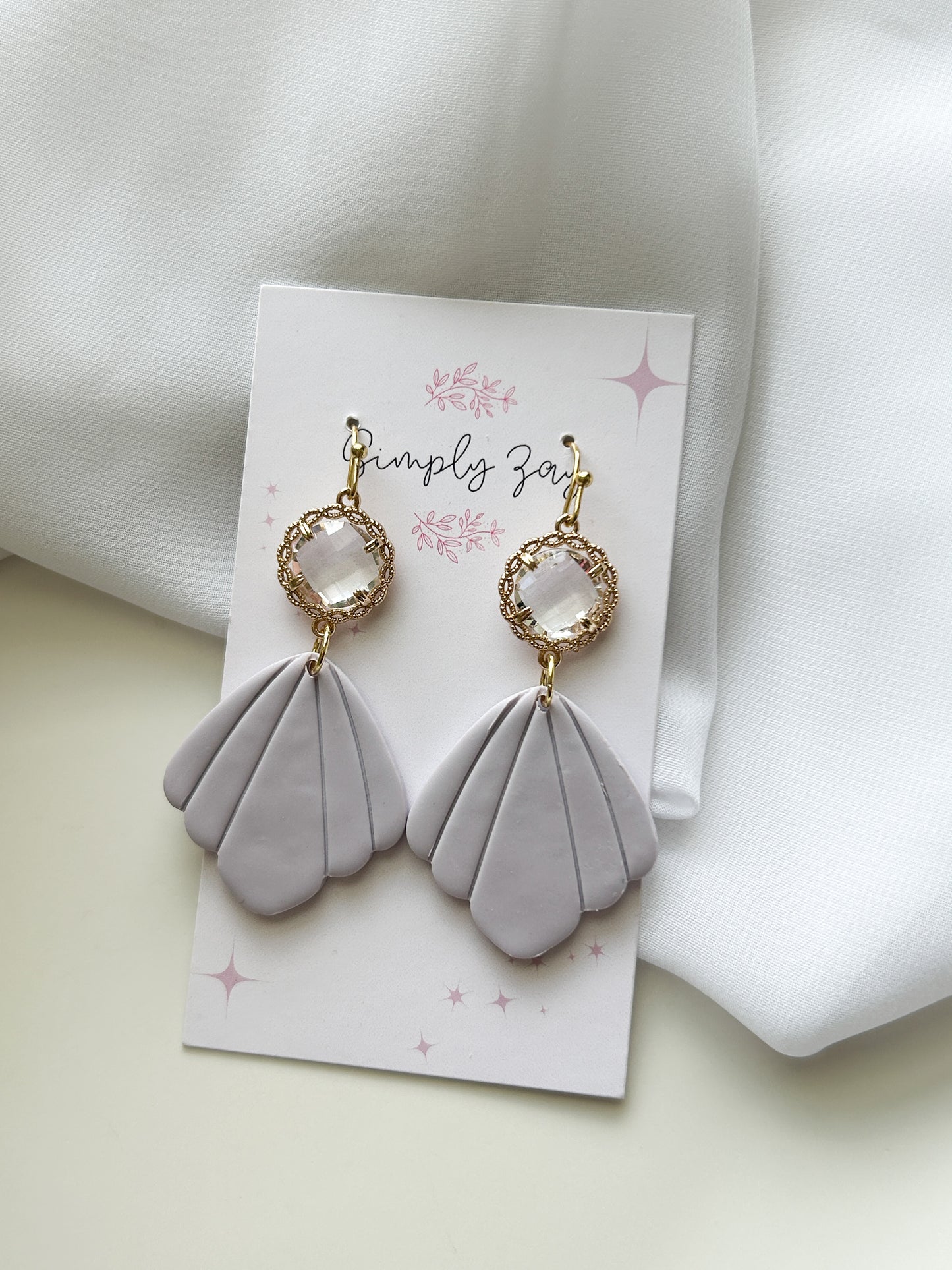 Vintage Lilac Fan Earrings