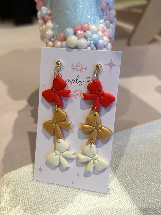 Three Tier Festive Bows Dangles