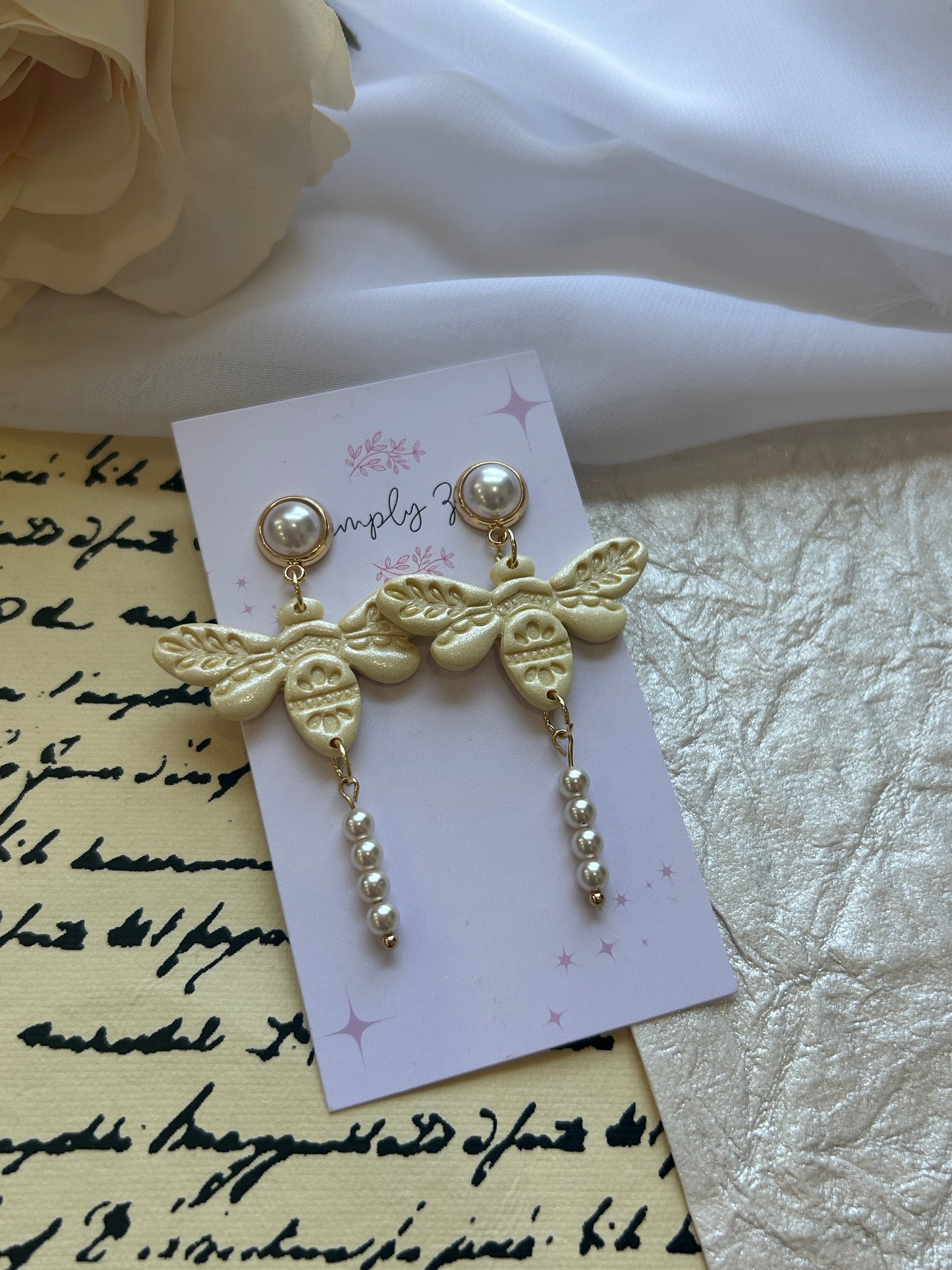 Bees with Pearl Dangles