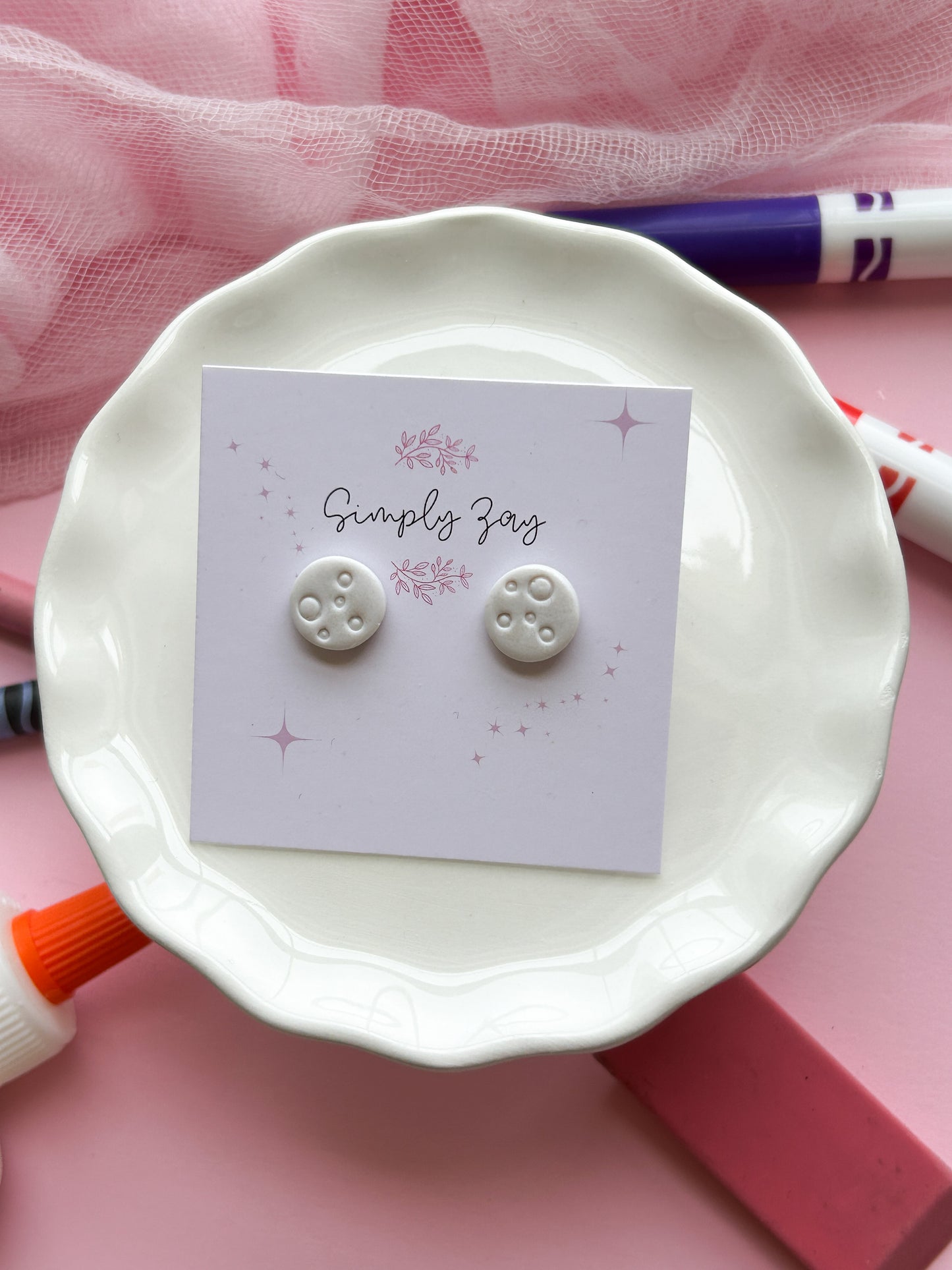 Moon Clay Studs