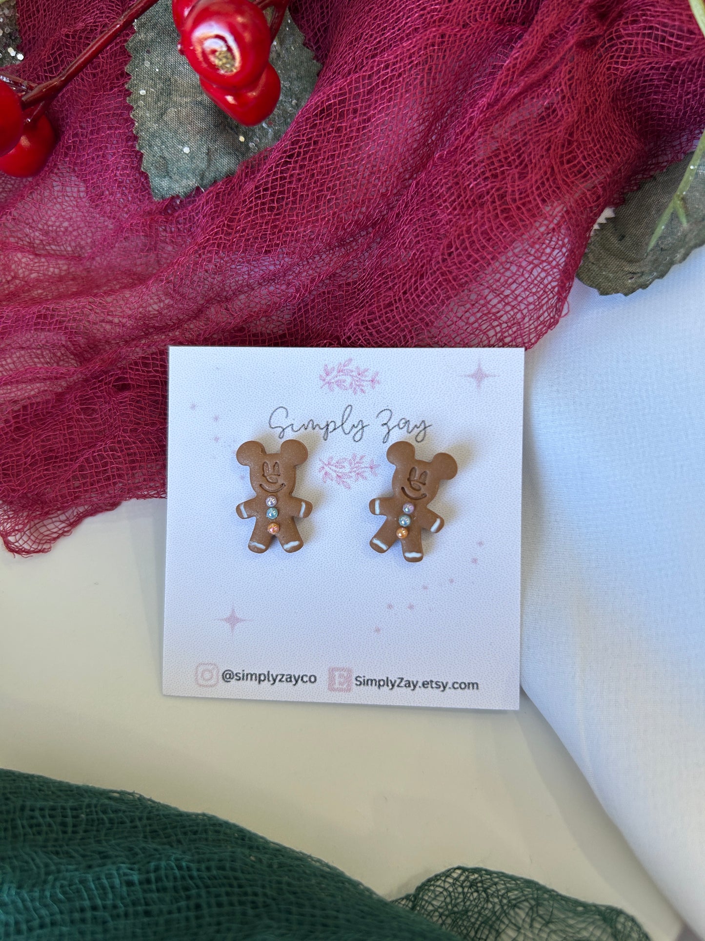 Gingerbread Mouse Studs