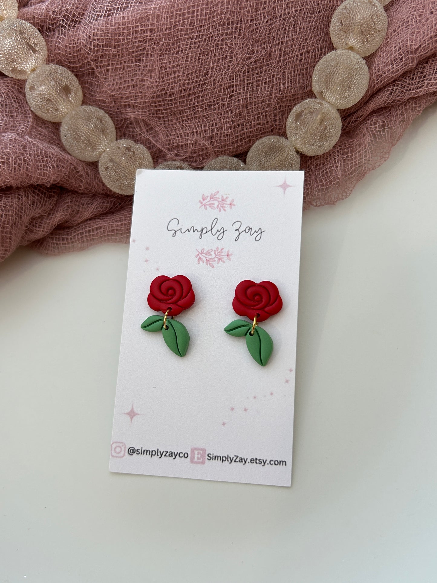 Red Rose Earrings